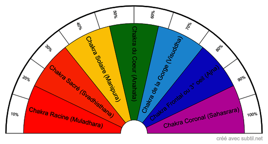 Taux d'harmonisation des 7 chakras principaux