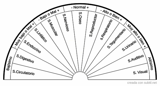 Nivel de salud de los sistemas del cuerpo humano