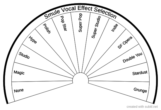 Smule Vocal Effect Selection