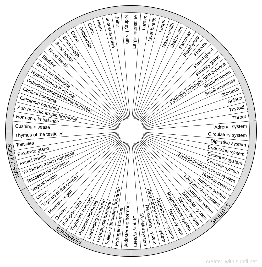 Subtil - Dowsing chart : Health system