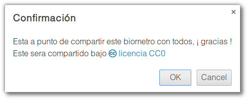 Confirmación compartir el biometro